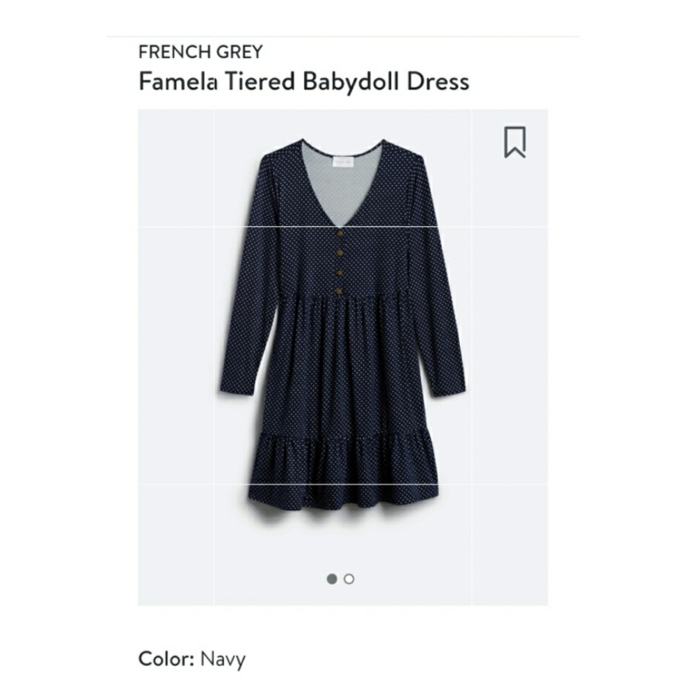 French Grey Famela Tiered Babydoll Dress